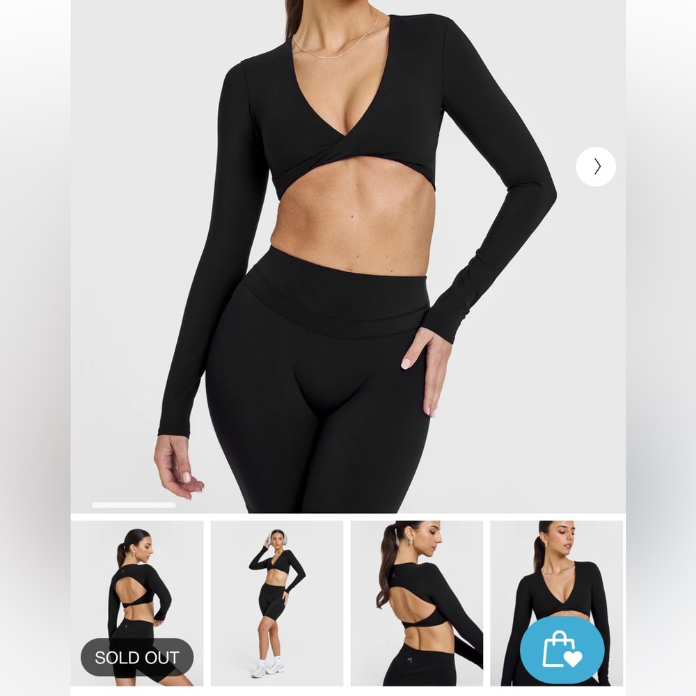 Oner Active Elegant Black V-Neck Crop Top